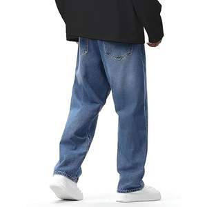 Venta al por mayor Slim Fit hombres Casual estilo recto pantalones vaqueros de talla grande personalizado clásico estampado diseño listo para enviar-lona teñida lisa - Product Image 5