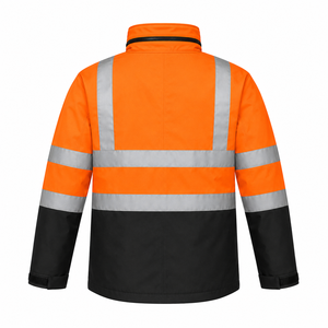 Veste de sécurité haute visibilité réfléchissante, résistante à l'eau, orange et noire, en tissu Oxford, unisexe, vêtements de travail industriels, coques personnalisées en gros - Product Image 3