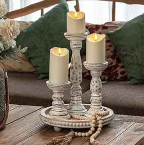 Juego de madera de 3 portavelas Piscis Soporte decorativo hecho a mano para soporte de vela Mejor fabricación en precio al por mayor - Product Image 6