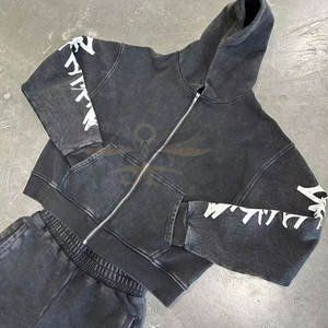 Chándales bordados de angustia de diseño único en venta al por mayor Chándales bordados de angustia de desgaste de calle de alta calidad - Product Image 2