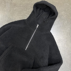 Sudaderas CON CAPUCHA DE Sherpa de lana suave y cálida para invierno con logotipo personalizado para hombre, jerséis gruesos lisos en blanco con media cremallera, patrón sólido de otoño con capucha - Product Image 4