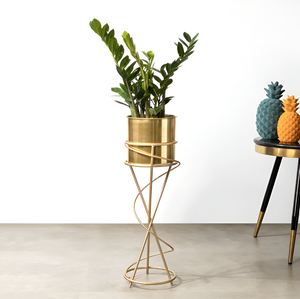 Juego de 3 macetas de metal de calidad superior, soporte para macetas para uso en el hogar y el jardín, maceta dorada y soporte dorado a precio de lote - Product Image 5