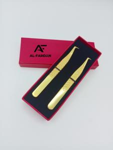 Pince à cils ton or 24K 90 degrés mince botte 8mm pointe pointue solide en acier inoxydable diamant poignée botte cils pince à épiler - Product Image 3