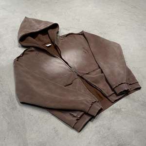 Sweat-shirt à capuche surdimensionné coupe délavée à l'acide pour homme, sweat-shirt Boxy lourd, pull-over, veste à capuche zippée - Product Image 2