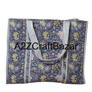 Sac fourre-tout élégant, léger, matelassé à la machine, fait main, imprimé à la main, sac de week-end, grand sac de transport, sac de plage indien - Product Image 5