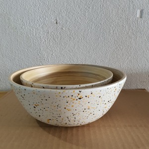 Customized Logo Blue Lacquer Bamboo Bowl High-End Floral Style Home <b>Lighting</b> Decorative <b>Shell</b> Eco-Friendly Hand Painted - Product Image 1