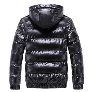 Wholesale Men's Casual Winter Jacket Cropped <b>Padded</b> Black Parka with Hood Stand Collar Thin Canvas Fabric Cotton <b>Coat</b> - Product Image 2