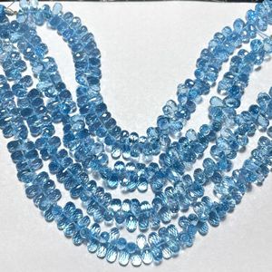 Perles de Briolette en forme de goutte de poire à facettes en topaze bleue Swizz naturelle, pierre précieuse naturelle de qualité Gpod pour bijoux - Product Image 3