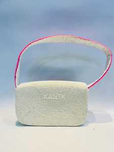 Bolso de mano multicolor con cuentas de cristal y asa, estilo casual, artesanía india hecha a mano, tipo baguette, de MS Handicraft - Product Image 3