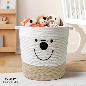 Cotton Rope Woven Storage <b>Basket</b> with Lid <b>Foldable</b> Hamper Organizer for Toys Clothes Blankets Nursery <b>Laundry</b> - Product Image 1