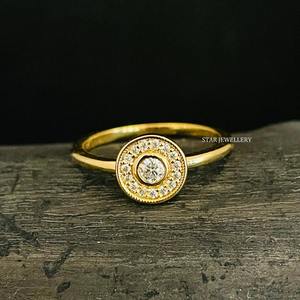 Anillo Circular con Halo de Diamantes de Laboratorio en Oro Sólido de 14K para Mujer, Diseño Cristiano Minimalista - Product Image 4