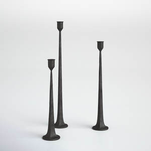 Luxurious Set of 3 Vintage Gold and <b>Black</b> Metal <b>Candlestick</b> <b>Holders</b> Ideal for Home and Creating a Sophisticated Candle Display - Product Image 2