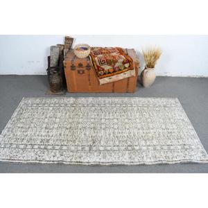 Alfombra Turca Decorativa de 3.3x7.1 pies, Alfombra Marroquí Vintage Gris - Product Image 2