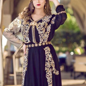 NEW---TRENDY & STYLISH CAFTAN DRESS EMBELLISH WITH BEAUTIFUL CRYSTAL BEADS,GLASS STONE & DABKA WORK ON <b>NET</b> <b>FABRIC</b> @ 2022 - Product Image 1