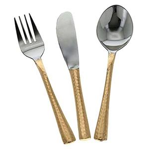 Amazing Outdoor Rose <b>Gold</b> Restaurant Cutlery Embossed Design Hammered Handle Rose <b>Gold</b> <b>Mirror</b> Polished Wedding Set - Product Image 6