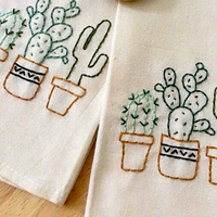 100% serviettes de cuisine en coton brodé de qualité supérieure conception séchage rapide tissu naturel doux Durable grande taille motif de broderie personnalisé
