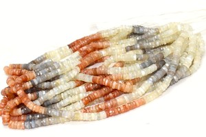 Perles de pneu Heishi à facettes en pierre de lune naturelle multi perles de pierre de lune 5-6mm pour la fabrication de bijoux prix de gros de l'Inde - Product Image 6