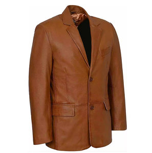 High Quality 100% Genuine Leather British Style Casual <b>Slim</b> <b>Fit</b> <b>Blazer</b> for <b>Men</b> Breathable Lining Pockets Winter Business Jacket - Product Image 1