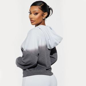 Sweat-shirts à capuche oversize bicolores lavés pour femmes, de la meilleure qualité, pour l'hiver, grandes tailles, écologiques, avec logo personnalisé, commandes en gros - Product Image 2