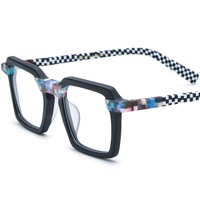 Monture de lunettes rétro multicolore en acétate mat, lunettes optiques carrées patchwork pour femmes et hommes