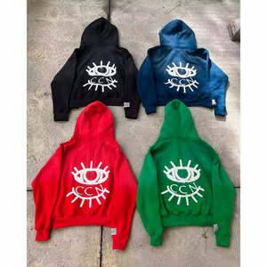 Sweat à capuche évasé vintage pour hommes survêtement délavé à l'acide avec fermeture éclair brodé ensemble de jogging hiver polyester coton vêtements pour hommes - Product Image 6