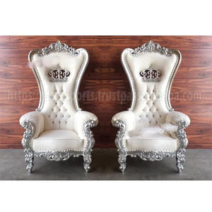 Últimas sillas de plata con respaldo alto para la novia y el novio muebles de boda hindúes Bollywood blanco de lujo superventas exportaciones indias DST - Product Image 4