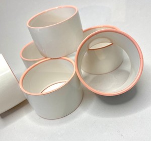 Trendy Napkin Rings | Set of 6 | <b>White</b> and Pink <b>Table</b> Setting Rings - Product Image 2