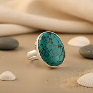 "Rose Gold Plated Stainless Steel Turquoise Stone <b>Ring</b>-Fashionable & Hiphop <b>Statement</b> Jewelry for Women" - Product Image 3