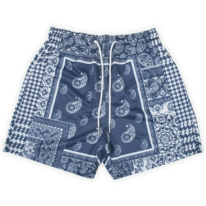 Pantalones cortos de diseñador con estampado de Paisley para hombre de alta calidad, malla antiarrugas de poliéster con bolsillos, patrón sólido - Product Image 1
