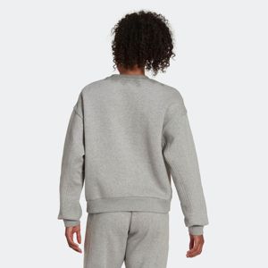 Sweat-shirt pour homme en coton biologique 100% à col rond côtelé, coupe régulière, gris chiné moyen, logo personnalisé brodé, écologique, pour l'hiver - Product Image 2