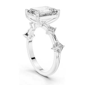 4.25 CT <b>Emerald</b>-Cut Lab Diamond Three-Stone <b>Ring</b> for Women VVS-VS EF Clarity 18KT, 14KT, 10KT Gold & 925 <b>Silver</b> - Product Image 5
