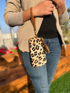 Véritable cuir de vachette bracelet pochette sac à main pochette marron portefeuille Western patchs cheveux sur cacher fourrure cuir pochette - Product Image 3