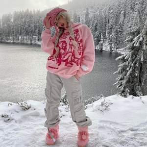 เสื้อฮู้ดโอเวอร์ไซส์สำหรับผู้หญิง, เสื้อสเวตเชิ้ตลำลองมีฮู้ดปักลายการ์ตูนตัวละครฤดูหนาวพิมพ์ลายดิจิตอล Y2K - Product Image 6