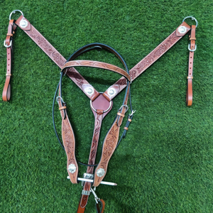 <b>Best</b> Quality Handmade100% Genuine Leather Western Headstall & Breast Collar Set Wholesale Manufacturer - Product Image 4