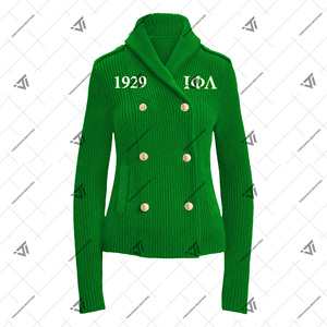 Custom Iota Phi Lambda Sorority Clothing Embroidered Double Breasted <b>Cardigan</b> Sweater Jacket Blazer Overcoat Greek Paraphernalia - Product Image 1