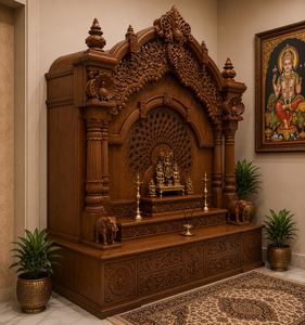Mandir hindú de madera maciza con acabado en nogal oscuro personalizado para decoración de templos domésticos y sala de oración. Fabricante y exportador para EE. UU. - Product Image 3