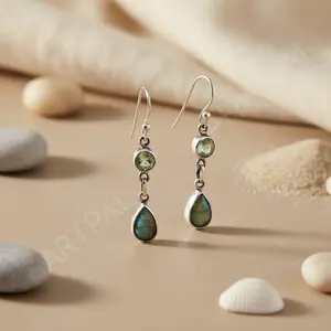 925 Silver Women's <b>Dangle</b> <b>Earrings</b> with Labradorite <b>Fashion</b> Drop <b>Earrings</b> - Product Image 1