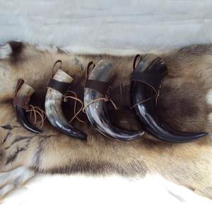 Corne à boire Viking de haute qualité avec support en cuir écologique Vente à l'exportation polie par HF CRAFTS India - Product Image 5