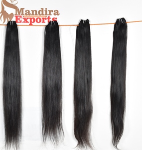 100% Extensions de cheveux humains vierges non traités bon marché Style vague profonde noire cuticule alignée faisceaux de temple indien - Product Image 1