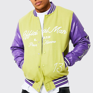 2025 hiver hommes High Street Style Varsity Jacket Designer cuir laine Baseball veste avec grande taille et caractéristique imperméable - Product Image 1