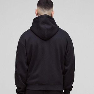 เสื้อมีฮู้ดสำหรับผู้ชายสีดำโอเวอร์ไซส์แบบรูดซิปพิมพ์ลายโครงกระดูกเสื้อผ้าแนวสตรีทแบบเรียบง่ายโลโก้ออกแบบได้ตามต้องการ - Product Image 6