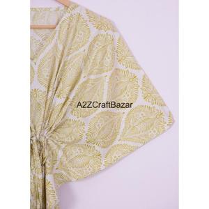 Robe vintage en coton à motifs floraux faite à la main pour femmes |   Robe d'été courte |   Vêtements décontractés écologiques faits à la main avec impression au bloc - Product Image 4