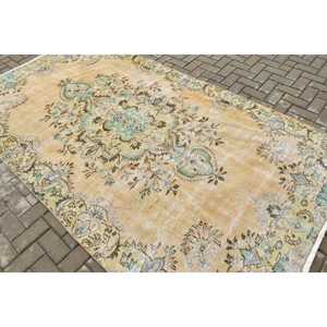 พรมวินเทจขนาด 5.3x9.7 ฟุต, พรมตุรกีขนาดใหญ่, พรมขนสัตว์สีน้ำเงินสไตล์โมร็อกโก - Product Image 4