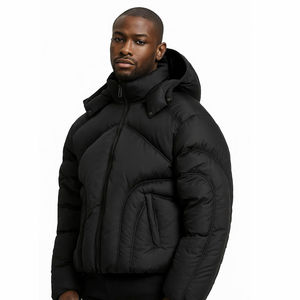 เสื้อแจ็คเก็ตบุนวมกันลมสำหรับผู้ชายเสื้อโค้ทแจ็กเก็ตสำหรับฤดูหนาวมีฮู้ดถอดออกได้พิมพ์ลายหนา - Product Image 3