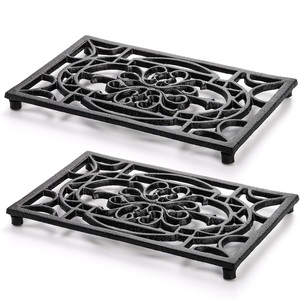 Modern Black <b>Metal</b> <b>Trivet</b> Heat-Resistant Kitchen Countertop Protector Elegant Iron Pad Stylish Cookware Stand Durable Tabletops - Product Image 6