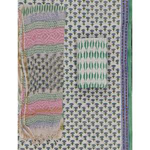 Hand Drawn Block Printed Unstitched Cotton Kota Doriya Dupatta Pakistani Style <b>Indian</b> Dress Salwar Kameez Suit - Product Image 1