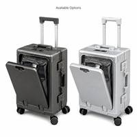 Valise rigide à ouverture frontale avec cadre en aluminium, roulettes pivotantes, 20 pouces, pour voyages d'affaires