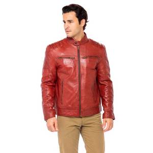 Veste de motard vintage en cuir véritable vieilli pour hommes, vestes de moto à col montant noires, tissu en toile Grand Power Industries - Product Image 6