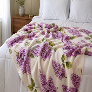Custom Printed Throw <b>Blanket</b> <b>Personalized</b> Lilac Floral Gift Sublimation Flannel Fleece Polyester - Product Image 1