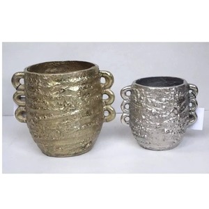 Jarrón de mesa moderno, latón y plata, acabado rugoso, jarrón de Metal de aluminio fundido, elegante Decoración de mesa para el hogar, artesanías decorativas de Metal - Product Image 5